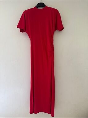 Pinko Long T Shirt Dress With Padded Shoulders Salsa Red